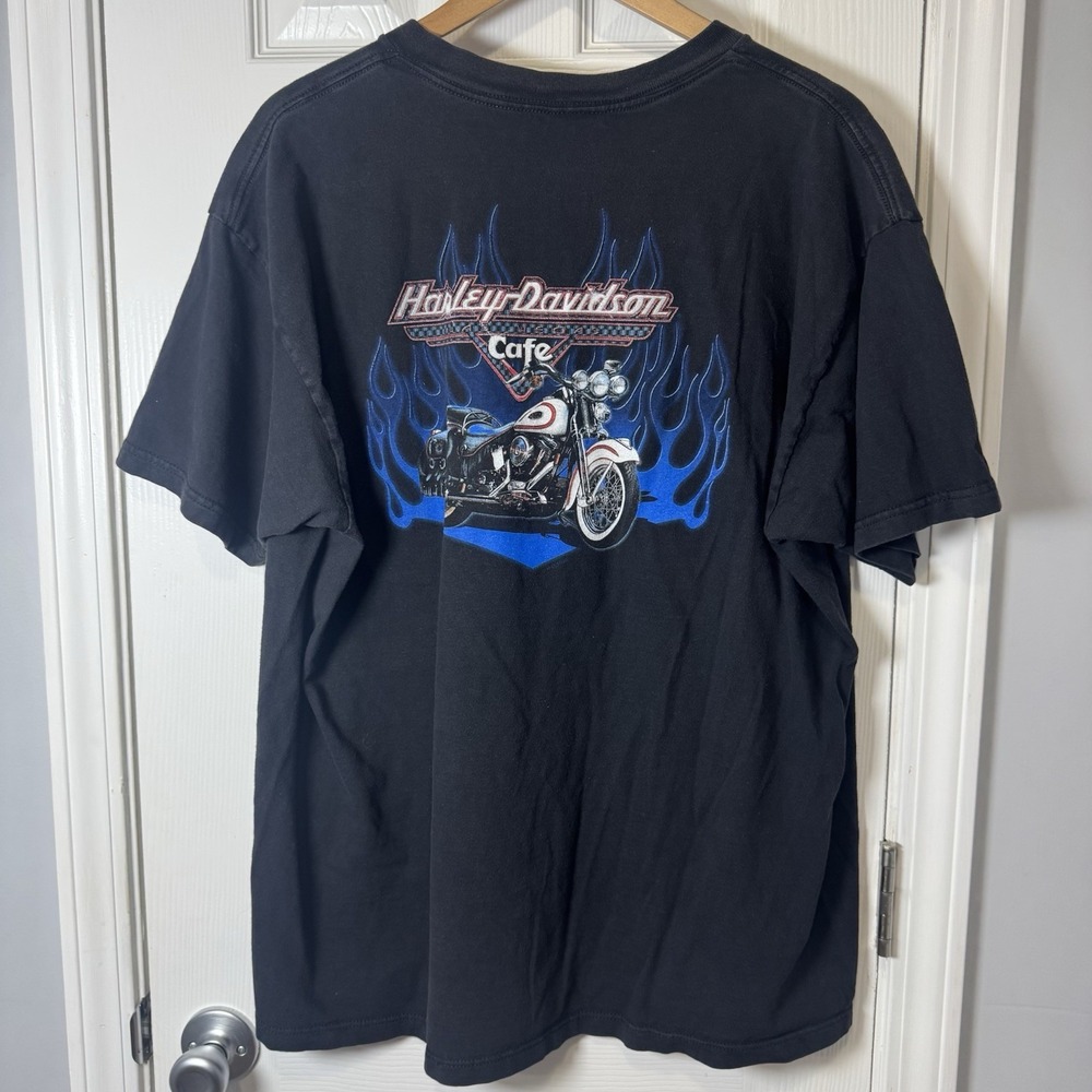 Vintage Harley Davidson Cafe Las Vegas Double-Sided Pocket Shirt Black Size 2X